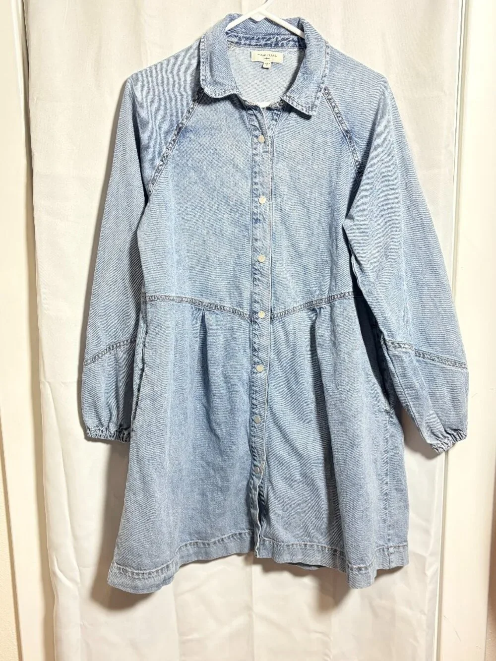 Habitual Denim Babydoll Shirt Dress Light Wash Small